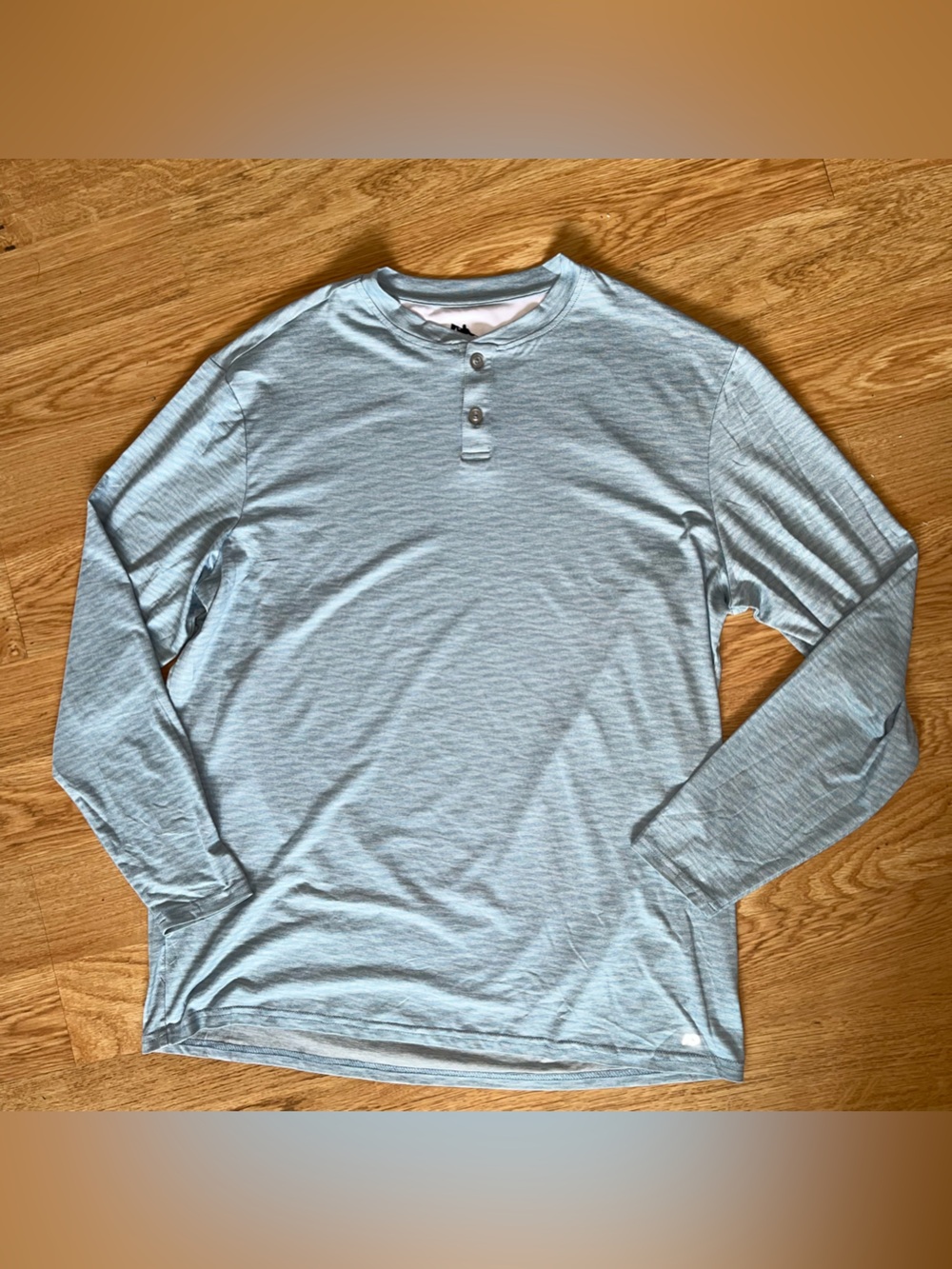 AndersonOrd Men's L Blue Heather Stretch Long Sleeve Henley T-Shirt